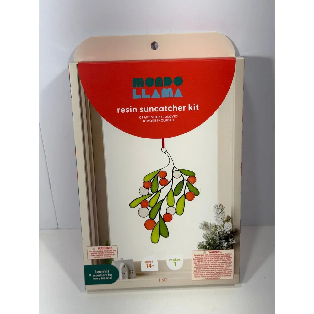 Mondo Llama Resin Suncatcher Kit Mistletoe Holiday DIY Craft Set Ages 14+ NEW